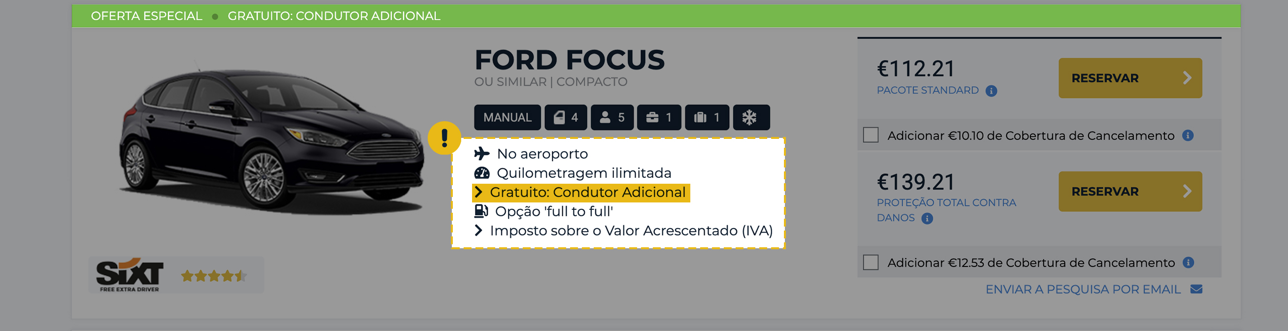 Ofertas com Condutor Adicional Grátis